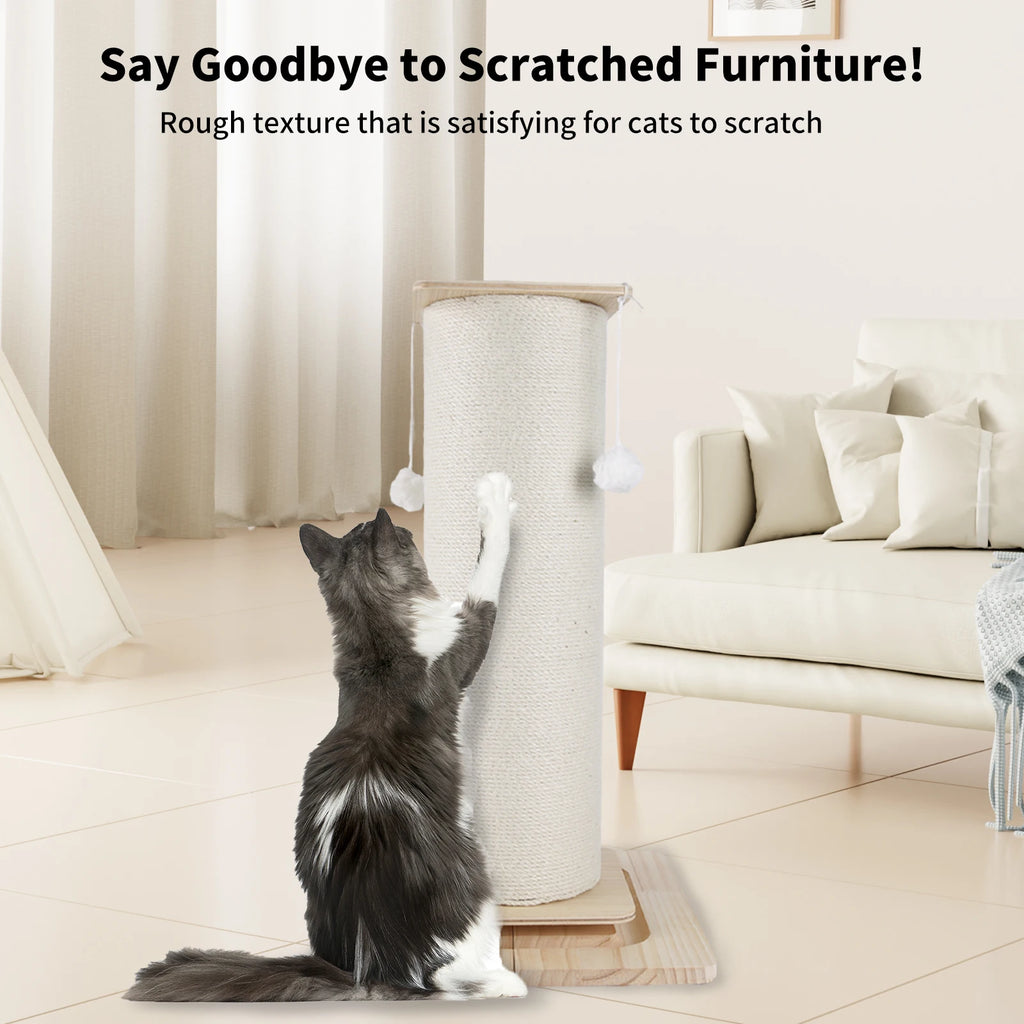 60cm/80cm Cat Scratch Board Cat Scratching Post With Hanging Ball Toy Cat Claw Board & Climbing Frame  Stabilize And Widen Base