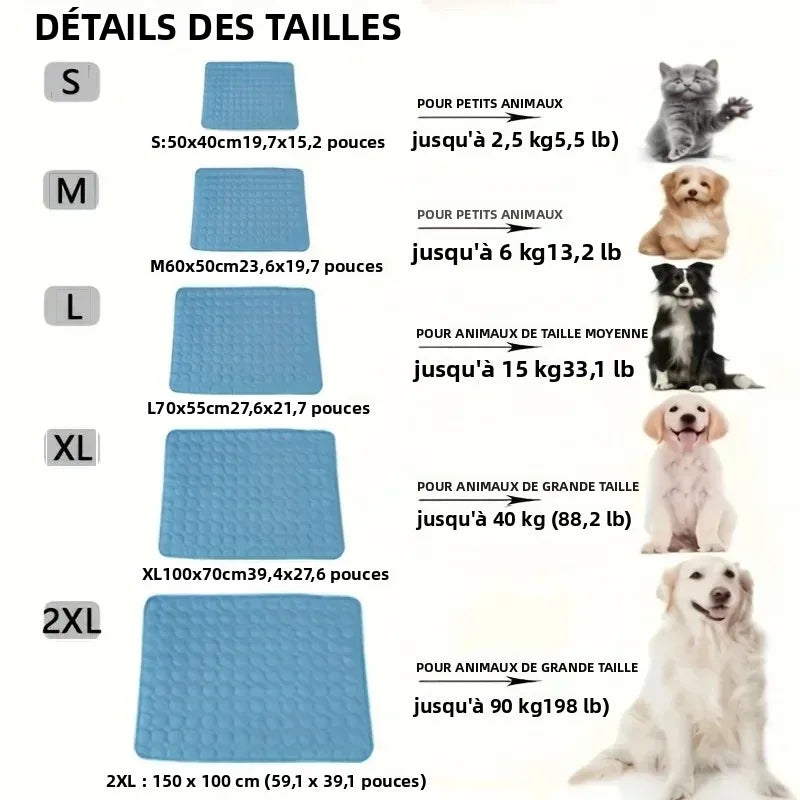 Tapis Rafraîchissant pour Chien et Chat – Coussin Fraîcheur en Soie Glacée