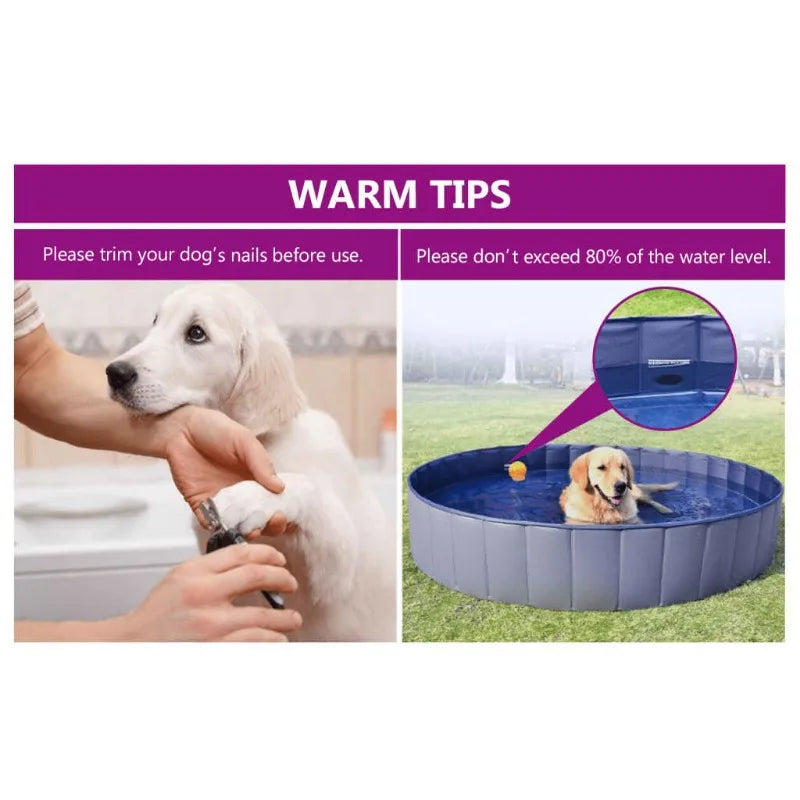 Piscine Pliable pour Chien et Chat – 160 × 30 cm