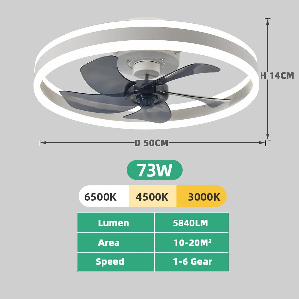 Ventilateur de plafond LED intelligent Jelena avec télécommande – Luminaire moderne pour chambre, salon et salle à manger – Ventilateur de plafond design pour la décoration intérieure