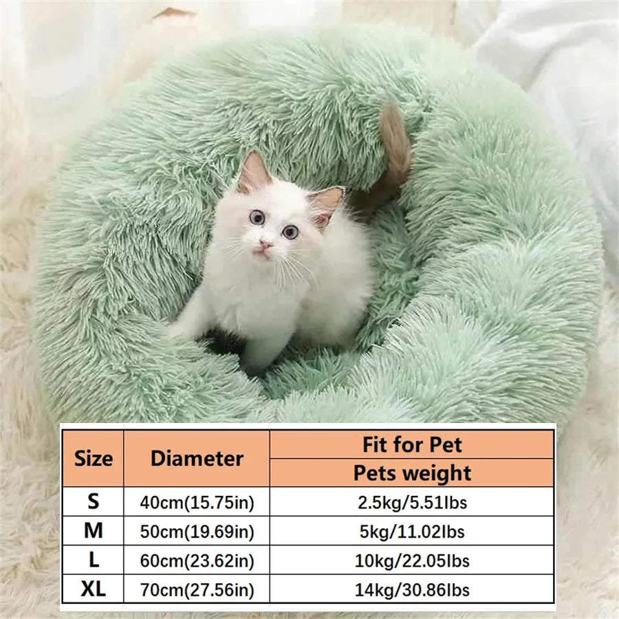Coussin Rond Cocoon Ultra Doux pour Chat et Petit Chien – Lit Apaisant en Peluche