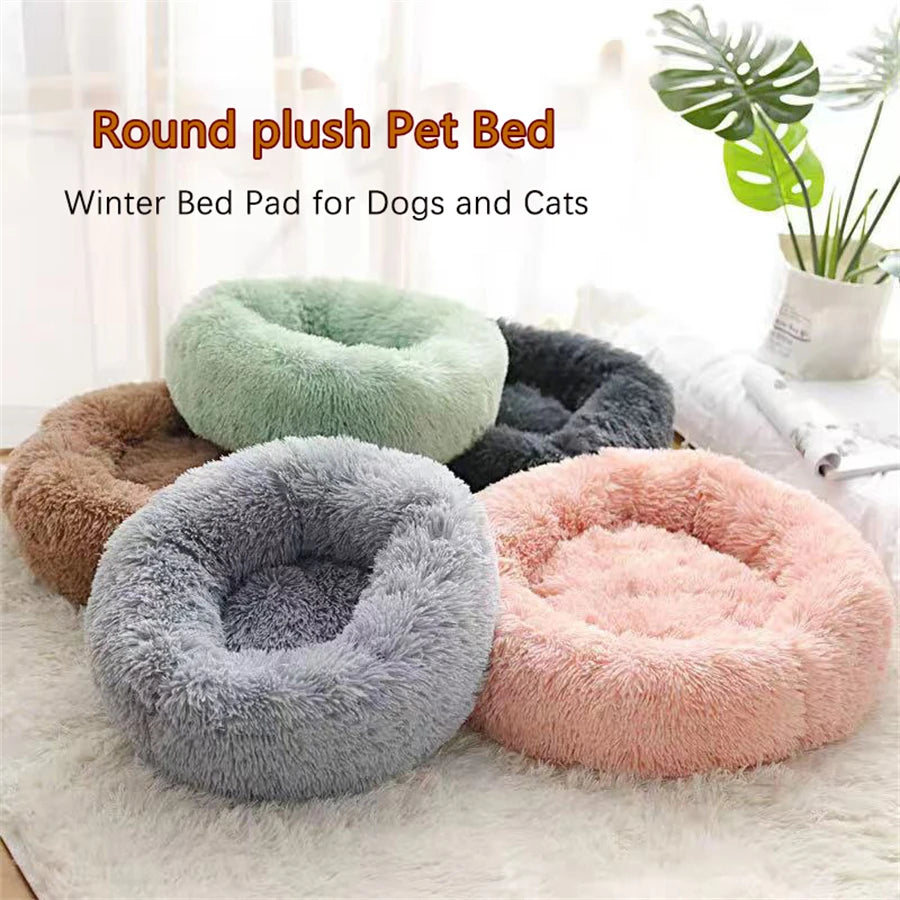 Coussin Rond Cocoon Ultra Doux pour Chat et Petit Chien – Lit Apaisant en Peluche