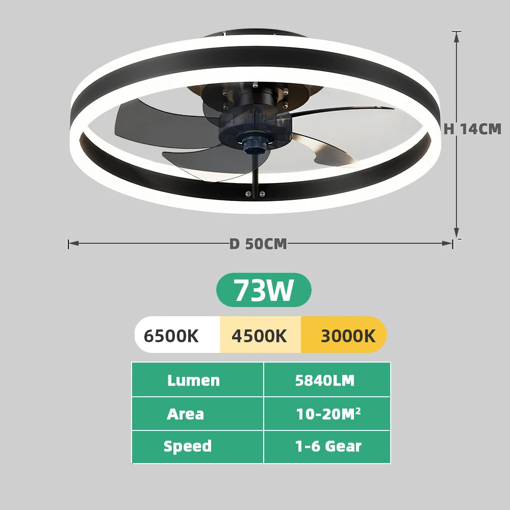 Ventilateur de plafond LED intelligent Jelena avec télécommande – Luminaire moderne pour chambre, salon et salle à manger – Ventilateur de plafond design pour la décoration intérieure