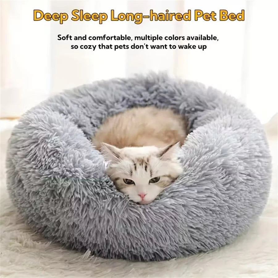 Coussin Rond Cocoon Ultra Doux pour Chat et Petit Chien – Lit Apaisant en Peluche