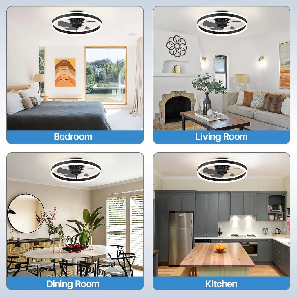 Ventilateur de plafond LED intelligent Jelena avec télécommande – Luminaire moderne pour chambre, salon et salle à manger – Ventilateur de plafond design pour la décoration intérieure