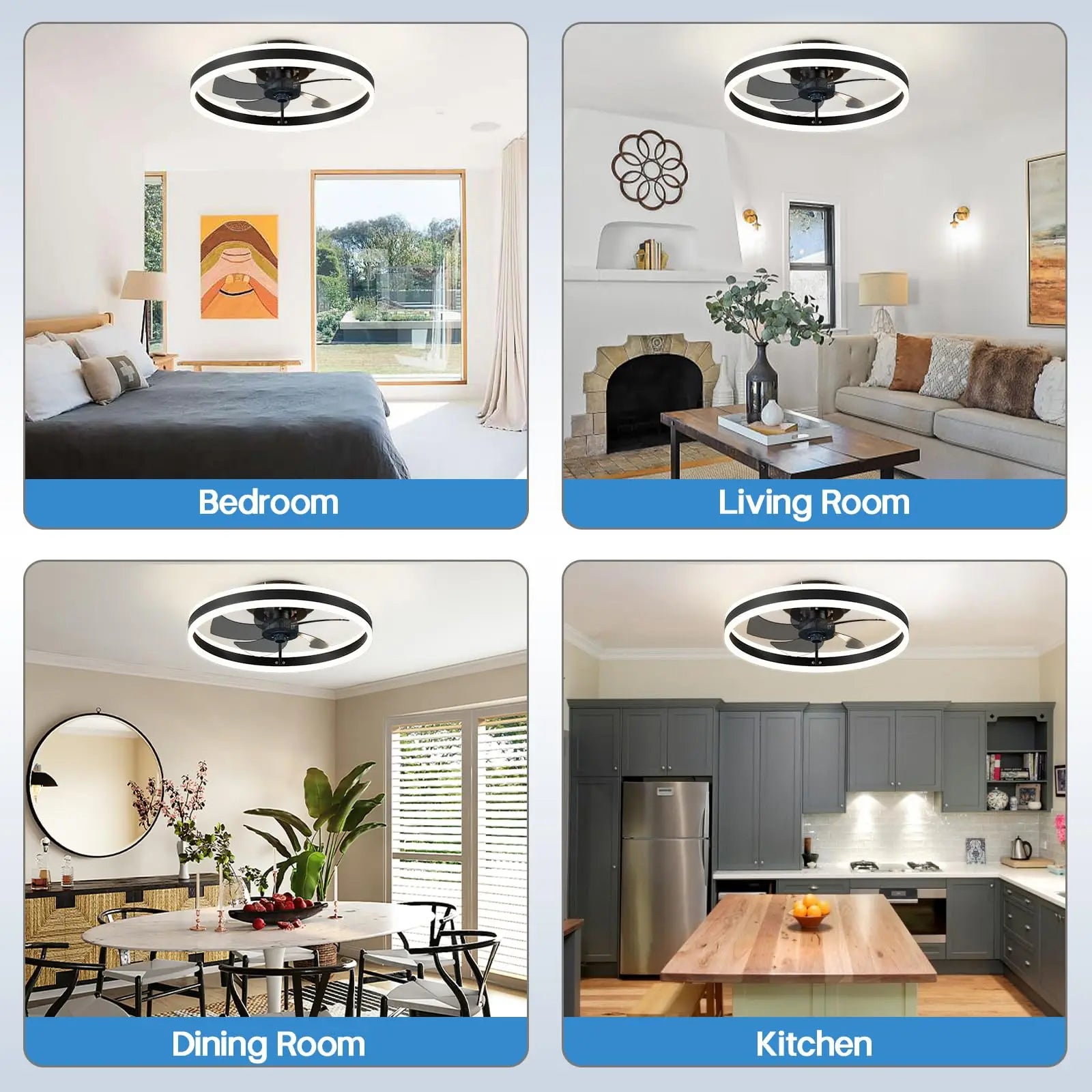 Ventilateur de plafond LED intelligent Jelena avec télécommande – Luminaire moderne pour chambre, salon et salle à manger – Ventilateur de plafond design pour la décoration intérieure