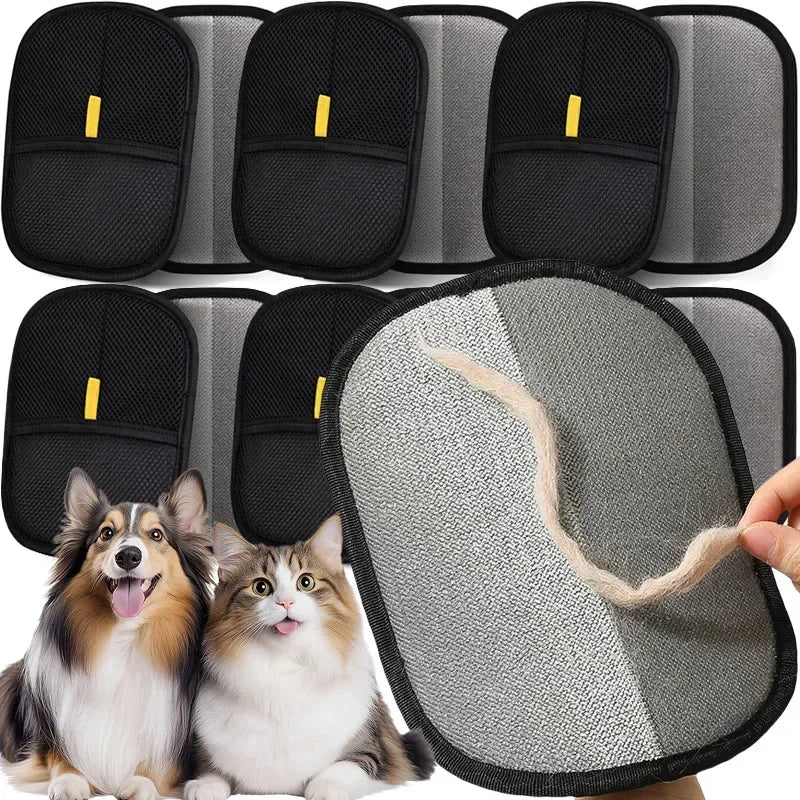 Gant anti poil double face pour chats et chiens, enlèvement des poils sur animaux et tapis