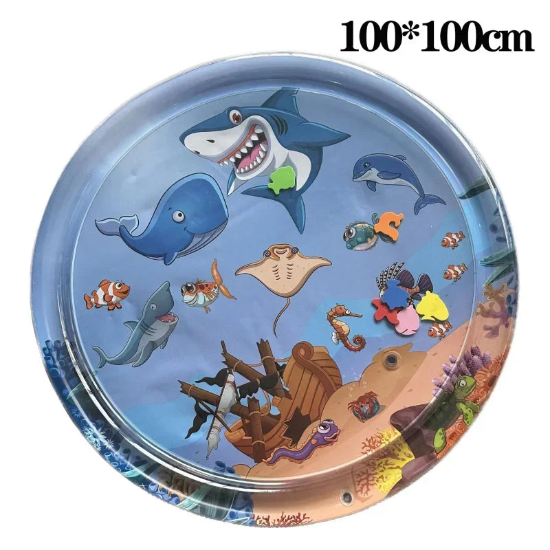 Tapis d’eau sensoriel gonflable pour animaux – Tapis de jeu épais à thème océan avec poissons pour chats et chiens