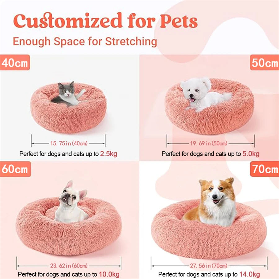 Coussin Rond Cocoon Ultra Doux pour Chat et Petit Chien – Lit Apaisant en Peluche
