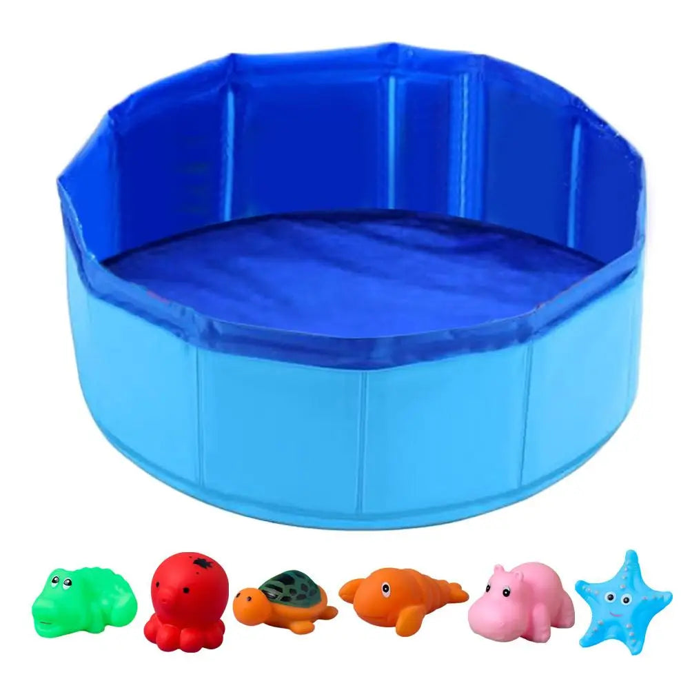 Piscine pliable pour chien et chat avec jouet poisson – Bassin d’eau interactif pour bain, jeu et nettoyage des animaux