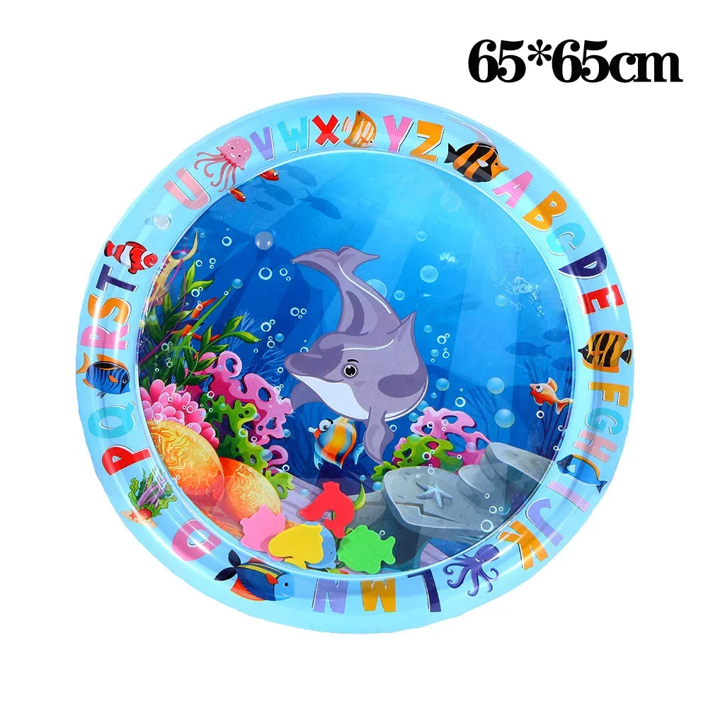 Tapis d’eau sensoriel gonflable pour animaux – Tapis de jeu épais à thème océan avec poissons pour chats et chiens