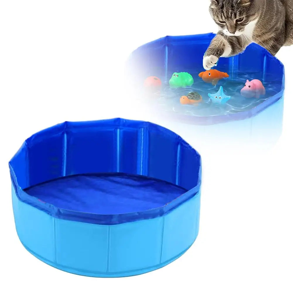 Piscine pliable pour chien et chat avec jouet poisson – Bassin d’eau interactif pour bain, jeu et nettoyage des animaux