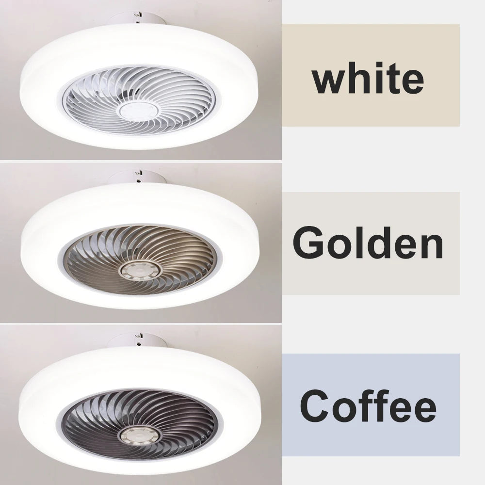 Ventilateur de plafond intelligent avec éclairage LED – Télécommande incluse – Ø 52 cm – Pales invisibles – Silencieux – Idéal pour chambre, salon et bureau