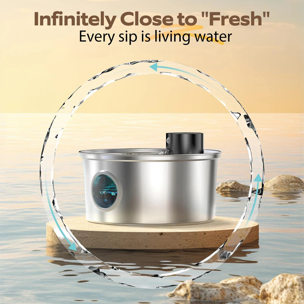 Fontaine à eau automatique 3,2 L pour chat et chien – Recharge USB 5V avec capteur et bol en acier inoxydable