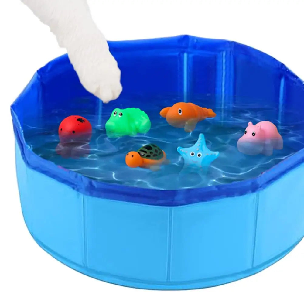 Piscine pliable pour chien et chat avec jouet poisson – Bassin d’eau interactif pour bain, jeu et nettoyage des animaux