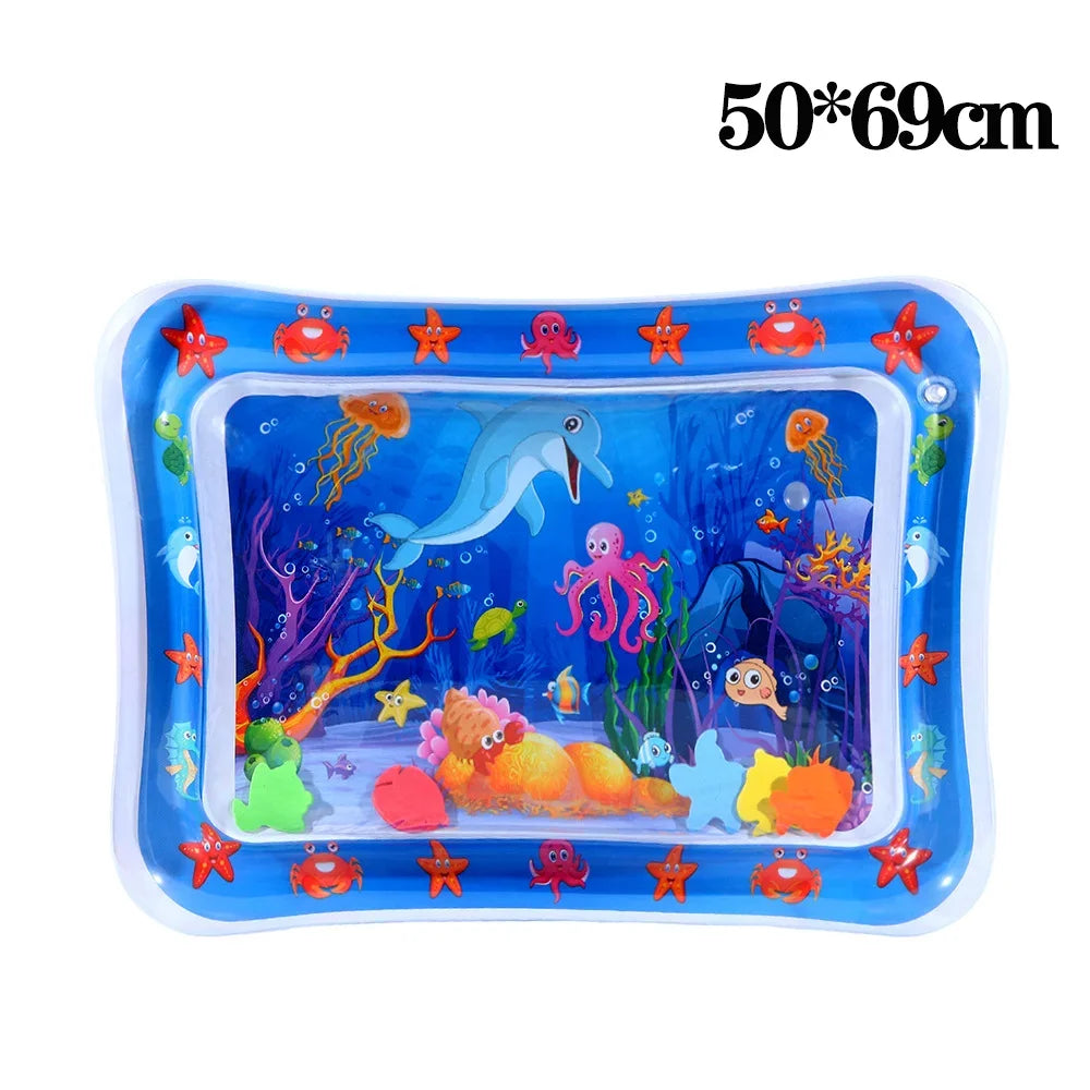 Tapis d’eau sensoriel gonflable pour animaux – Tapis de jeu épais à thème océan avec poissons pour chats et chiens