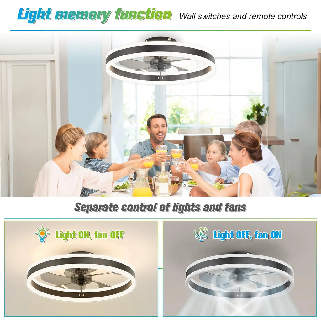 Ventilateur de plafond LED intelligent Jelena avec télécommande – Luminaire moderne pour chambre, salon et salle à manger – Ventilateur de plafond design pour la décoration intérieure